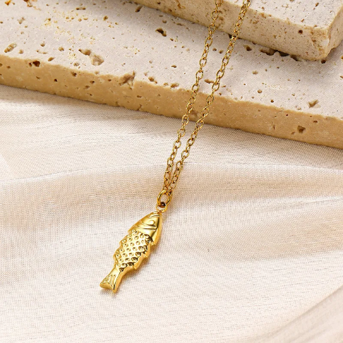 Glamour Estilo Clásico Pez Acero inoxidable 304 - Dorado - COL019