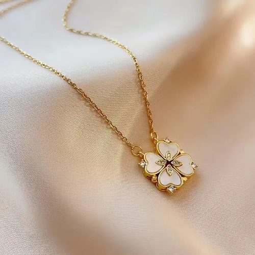 Collar Estilo Van Cleef Corazón 2 en 1 - Dorado - COL174