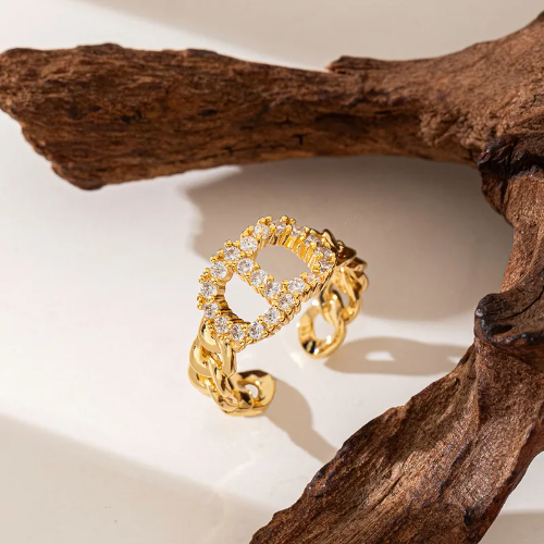 Anillo ajustable estilo Chiritian Dior - Dorado - ANI133