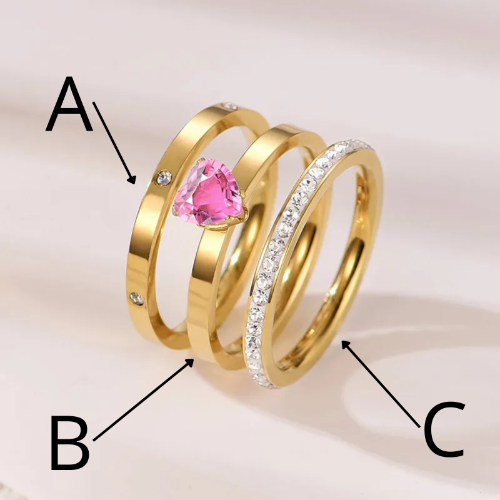 Anillo con Circoneas B - Dorado - ANI150