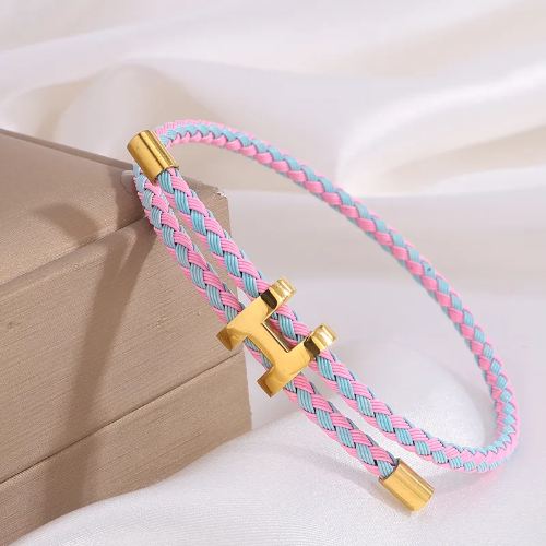 Pulsera Estilo Hermes Rosa y Azul Claro -  PUL074