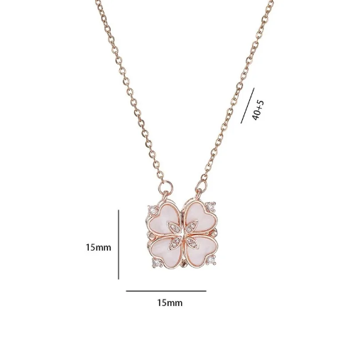 Collar Estilo Van Cleef Rosa 2 en 1 COL099