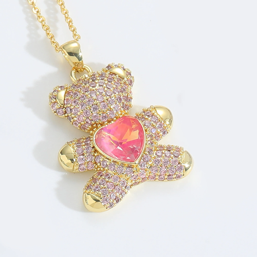 Collar Osito Rosa - Dorado - COL080