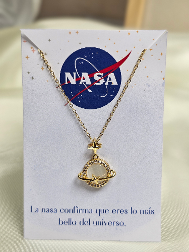 Collar Saturno Blanco - Dorado - COL077