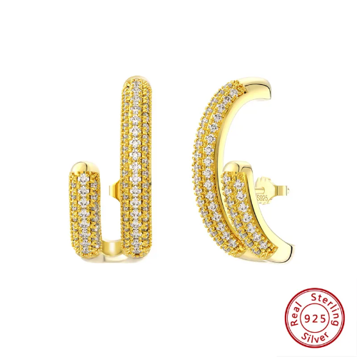 Estilo coreano Forma De C Asimétrico - Dorado