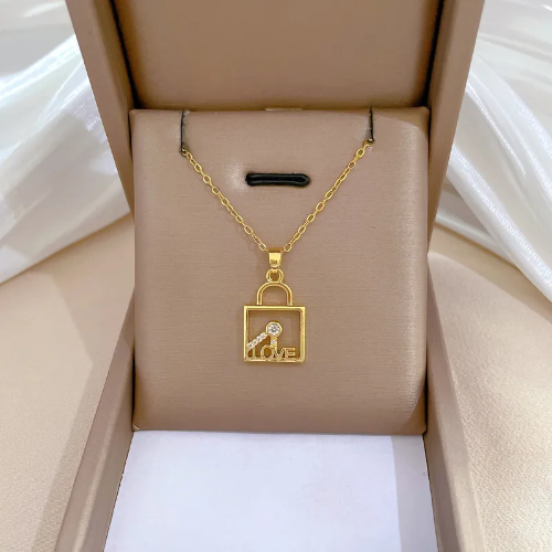 Collar Candado Love - Dorado - COL211