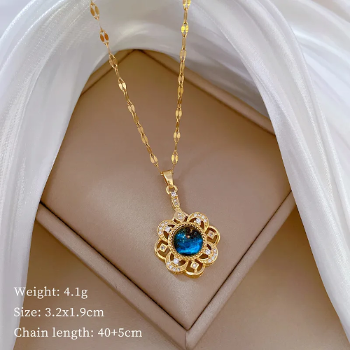 Collar Sol Azul - Dorado - COL147