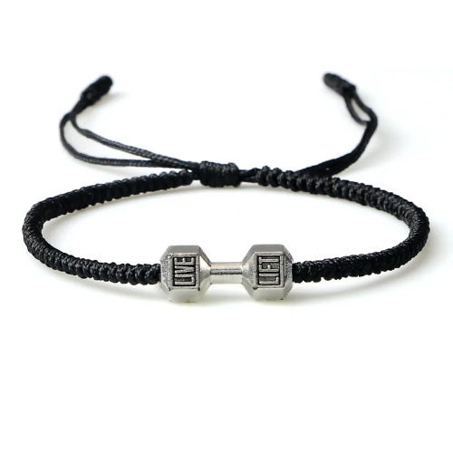 Pulsera Gym Mancuerna Plateada - Nylon - PUL053