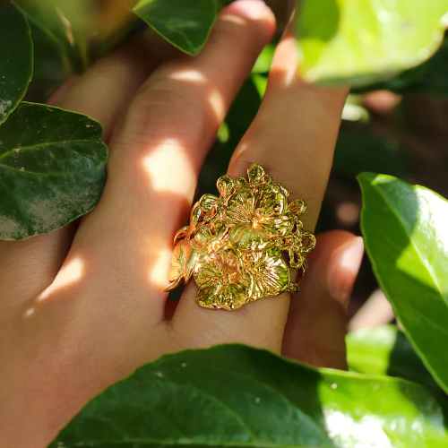 Anillo Ajustable Floral - Dorado - ANI152