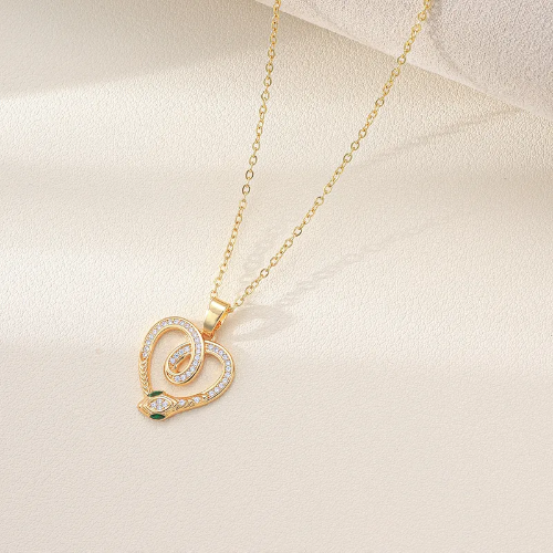 Collar Estilo Corazón Serpiente - Dorado - COL203