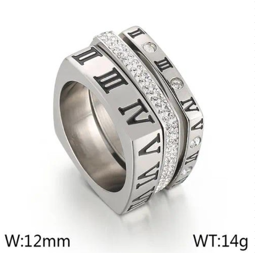Anillo triple estilo romano con microincrustraciones - Plateado - ANI127