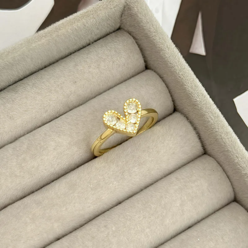 Anillo Ajustable de Corazón Balnco - Dorado - ANI155