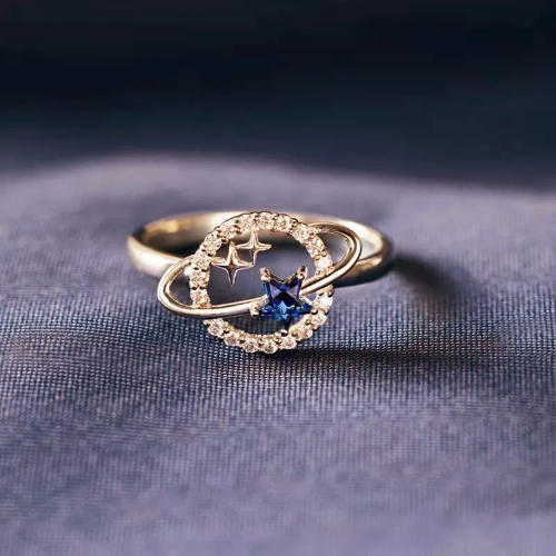 Estilo Saturno con Diamantes - Plateado - ANI045