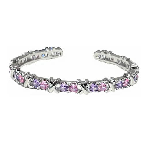Brazalete XoXo Purpura Rosa - Plateado - BRA101