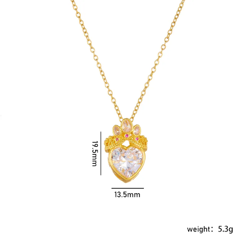 Collar Corona de Princesa Blanca - Dorado - COL126
