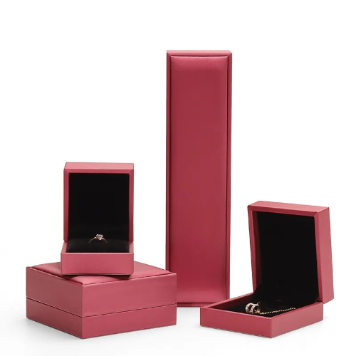 Joyero-Empaque-Caja de Cuero Sintético Rosa