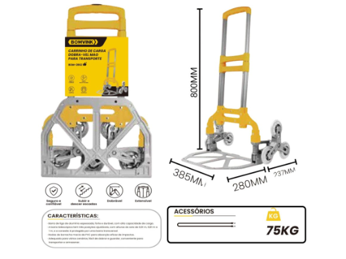 BOM-2862 CARROTO CARGA 3 RUEDAS 75KG