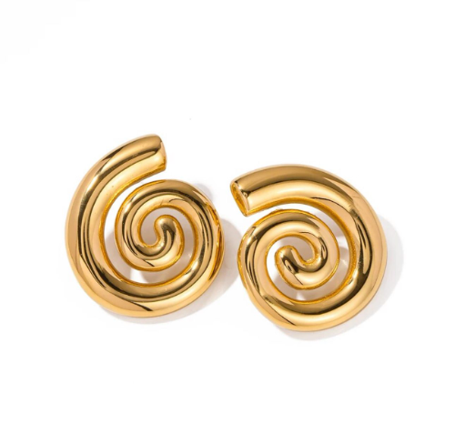 Pendiete espiral dorado y plateado