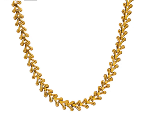 Collar eslabones de corazon dorado