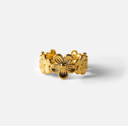 Anillo dorado 7 flores