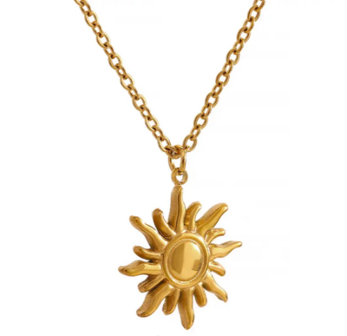 Collar medalla de sol dorado