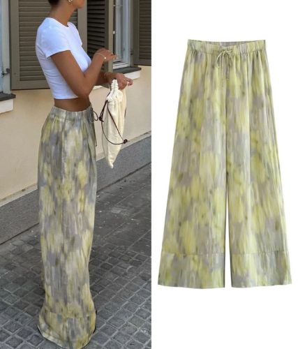Pantaloneta pierna ancha estanpado tye dye verde