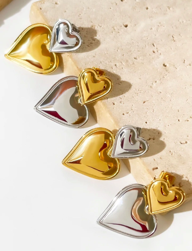 Pendientes de doble corazon
