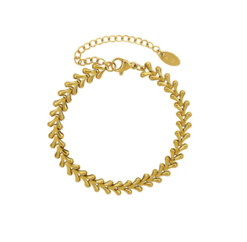 Pulsera eslabones de corazon dorado