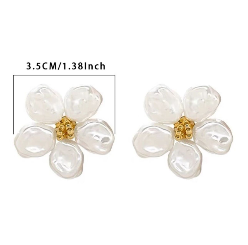 Arete flor grande petalos de perla