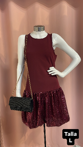 Vestido corto ocre detalle de lentejuelas DEREK HEART talla L