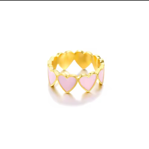 Anillo de  varios corazones rosas