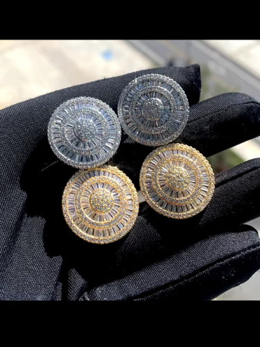 Pendientes de brillos forma redonda dorado y plateados