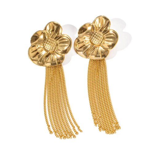 Pendientes de flor 5 petalos con cadenas