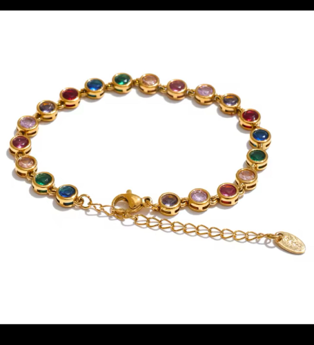 pulsera de piedras redondas blancas y de colores