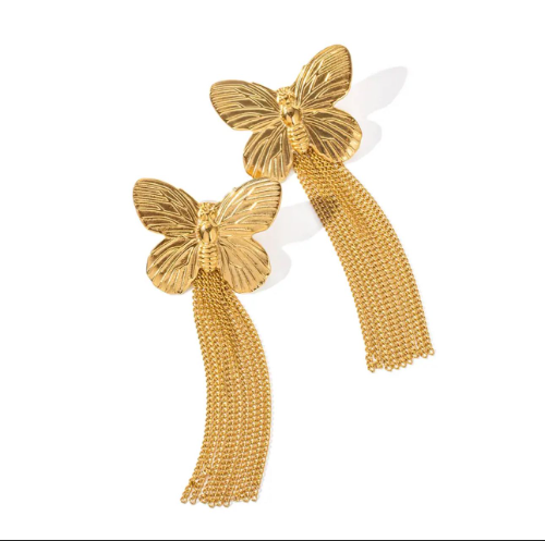 Pendientes de mariposa con cadenas