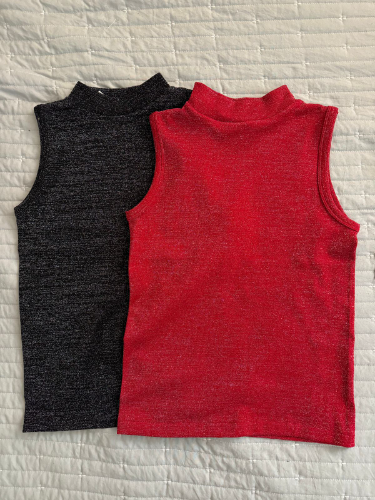 Blusa sin mangas brillante negra y roja  LC COUTURE talla ML