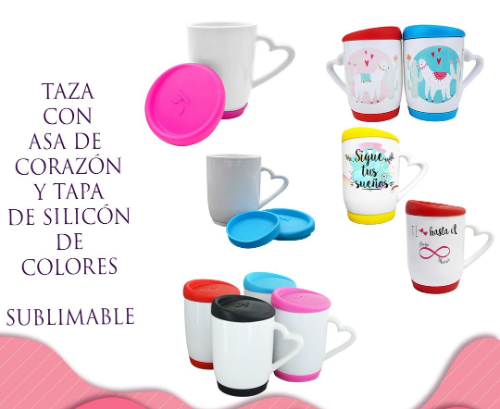 TAZA CON TAPA DE SILICÓN AZUL