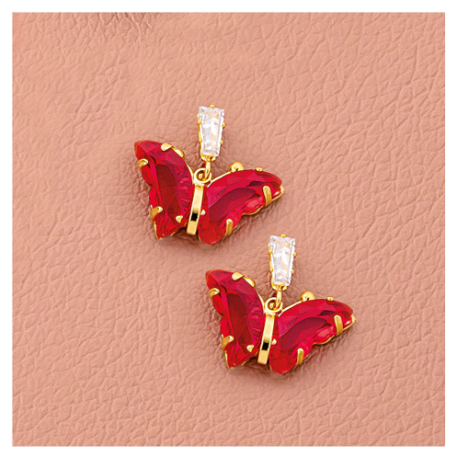 D1 ARETES MARIPOSA ROJA