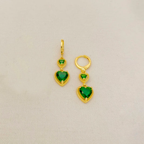 D1ARETES VERDE CORAZON