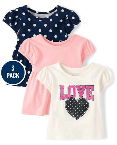 Franela de niña azul con lunares, rosa y blanca 5T