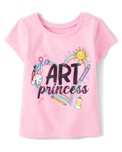 Franela de niña rosa con figura ART princess 4T