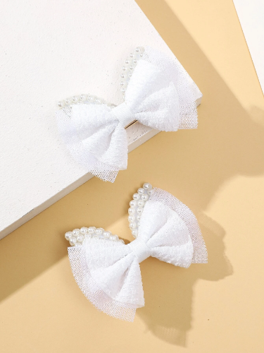 1 Par Lazos blanco delicado con perlas