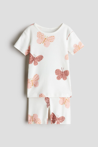 Conjunto de niña short y blusa Blanco de Mariposa 6T