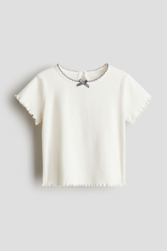 Blusa Blanca con lacito gris 4T