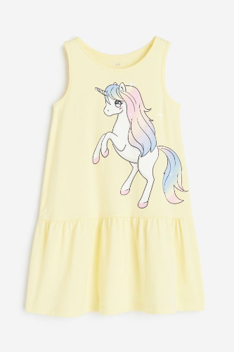 Vestido S/M amarillo unicornio 3/4T