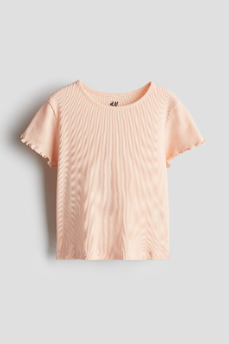 Blusa mangas de vuelitos color durazno pastel 6/8T