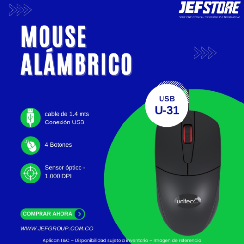 MOUSE ALAMBRICO U-31 UNITEC