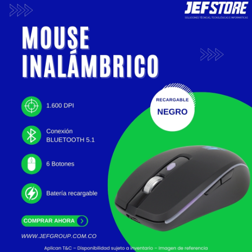 MOUSE RECARGABLE BLUETOOTH NEGRO