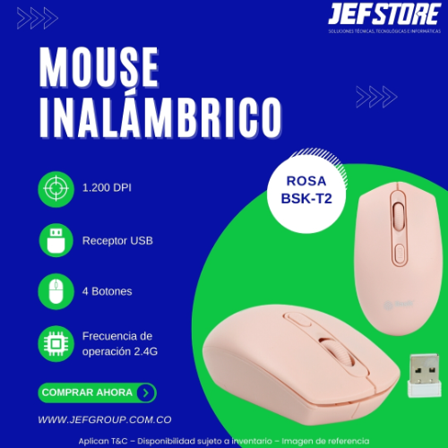 MOUSE INALÁMBRICO BASIK TECH ROSA