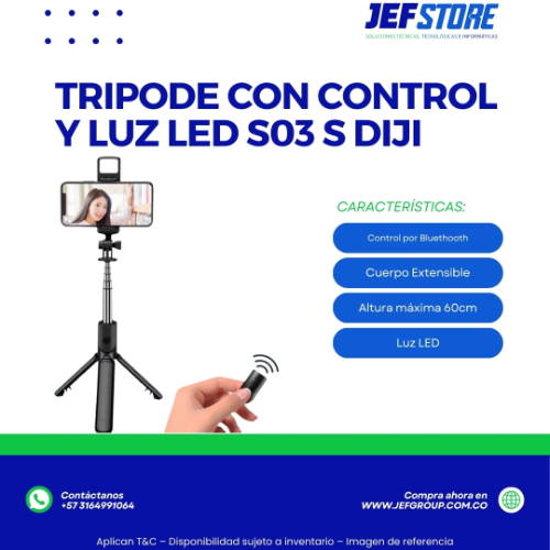 TRIPODE CON CONTROL Y LUZ LED S03 S DIJI